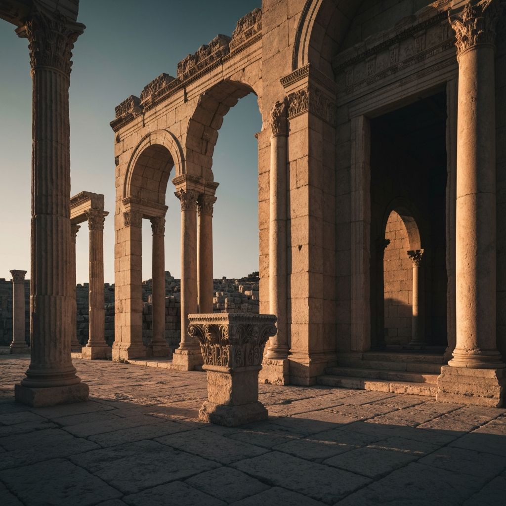 Древни архитектонски елементи са драматичном светлошћу